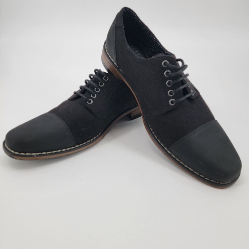 Perry Ellis Portfolio Dublin Ultra Foam Mens Black Sz 7.5 Lace-up Oxford Shoes